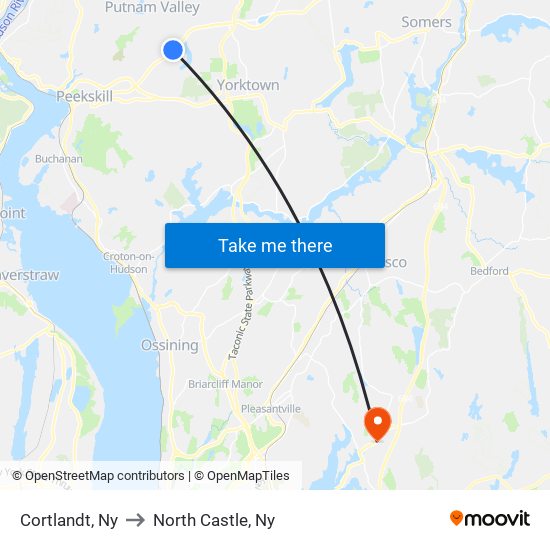 Cortlandt, Ny to North Castle, Ny map