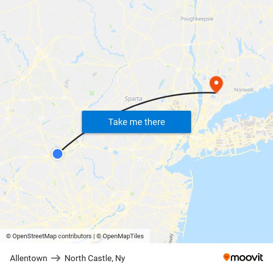 Allentown to North Castle, Ny map