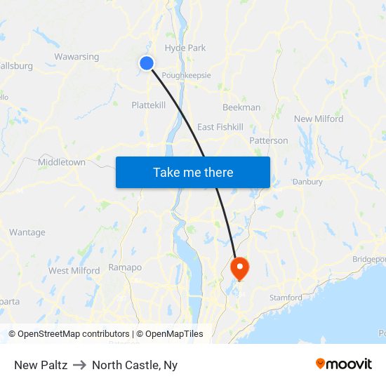 New Paltz to North Castle, Ny map