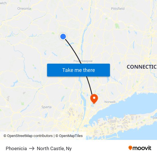 Phoenicia to North Castle, Ny map