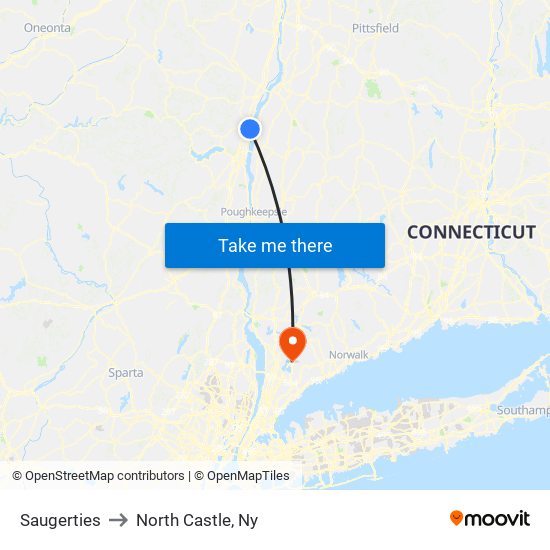 Saugerties to North Castle, Ny map