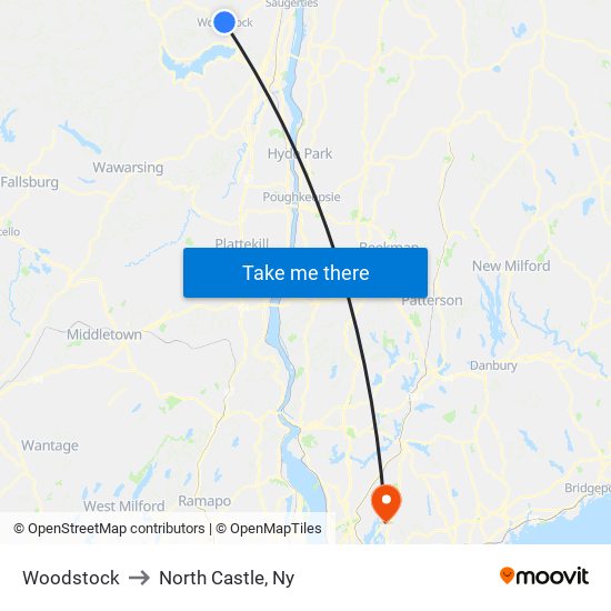 Woodstock to North Castle, Ny map