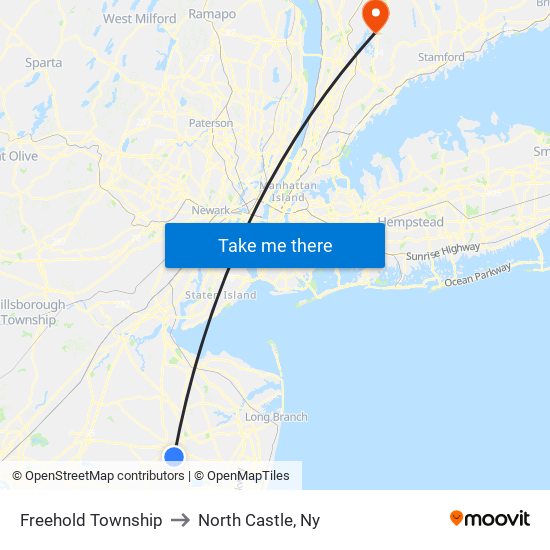 Freehold Township to North Castle, Ny map