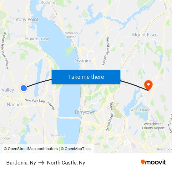 Bardonia, Ny to North Castle, Ny map