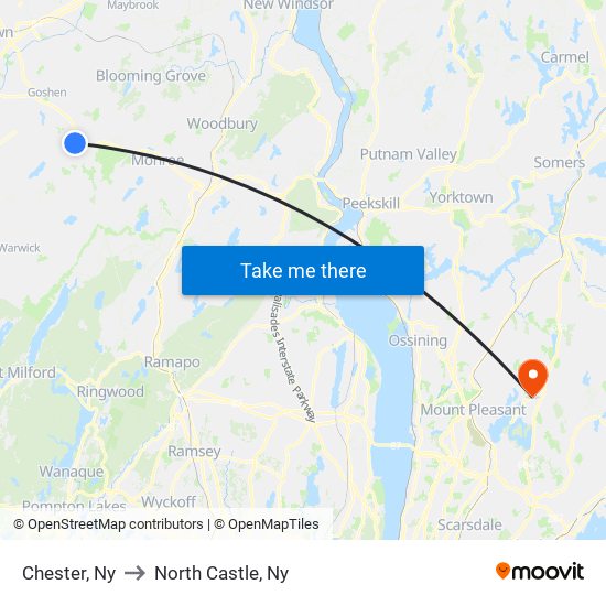 Chester, Ny to North Castle, Ny map