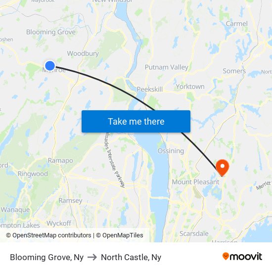 Blooming Grove, Ny to North Castle, Ny map