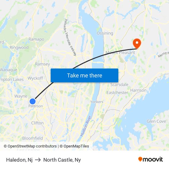 Haledon, Nj to North Castle, Ny map