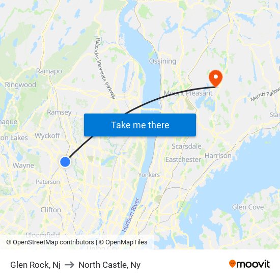 Glen Rock, Nj to North Castle, Ny map