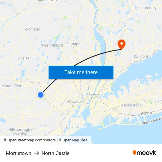 Morristown to North Castle map