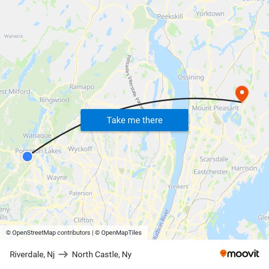 Riverdale, Nj to North Castle, Ny map