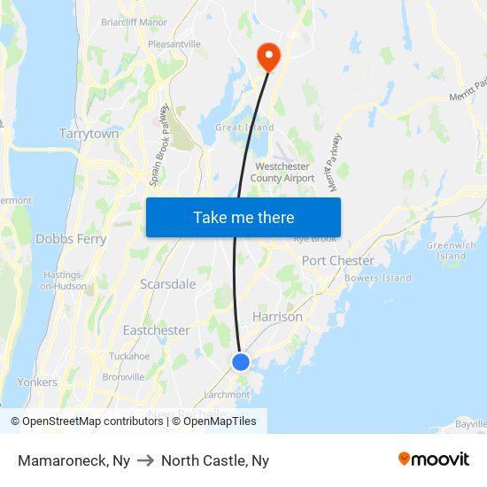 Mamaroneck, Ny to North Castle, Ny map