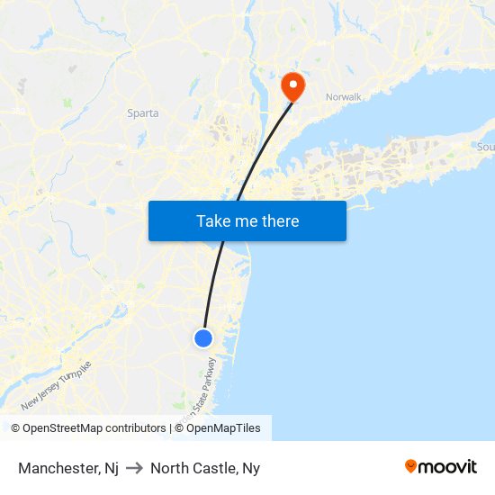 Manchester, Nj to North Castle, Ny map