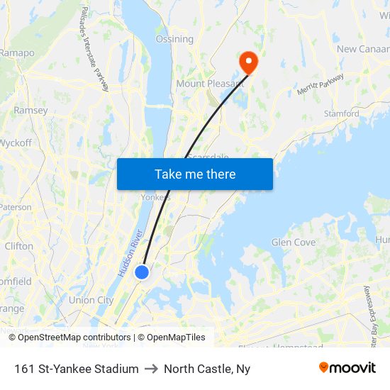 161 St-Yankee Stadium to North Castle, Ny map