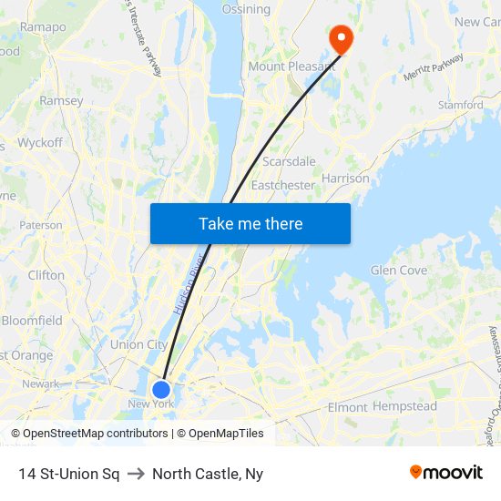 14 St-Union Sq to North Castle, Ny map