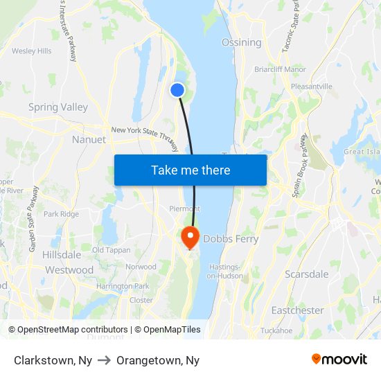 Clarkstown, Ny to Orangetown, Ny map