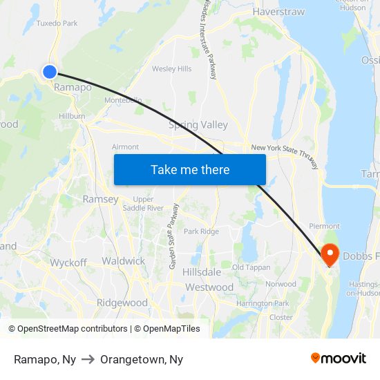 Ramapo, Ny to Orangetown, Ny map
