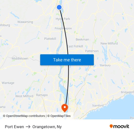 Port Ewen to Orangetown, Ny map