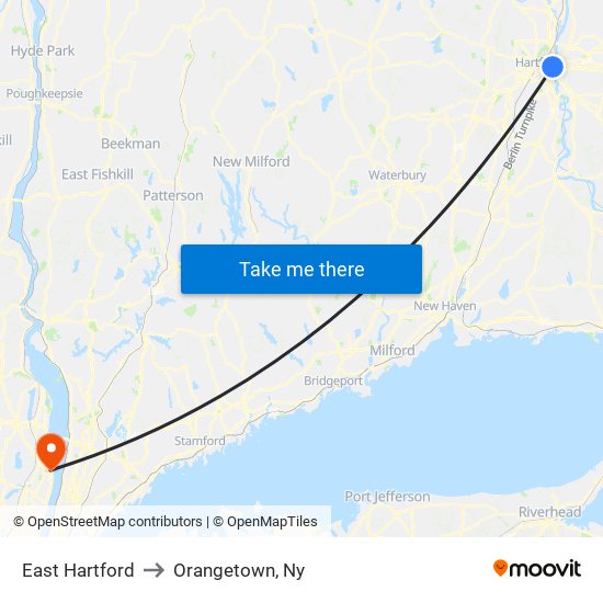 East Hartford to Orangetown, Ny map