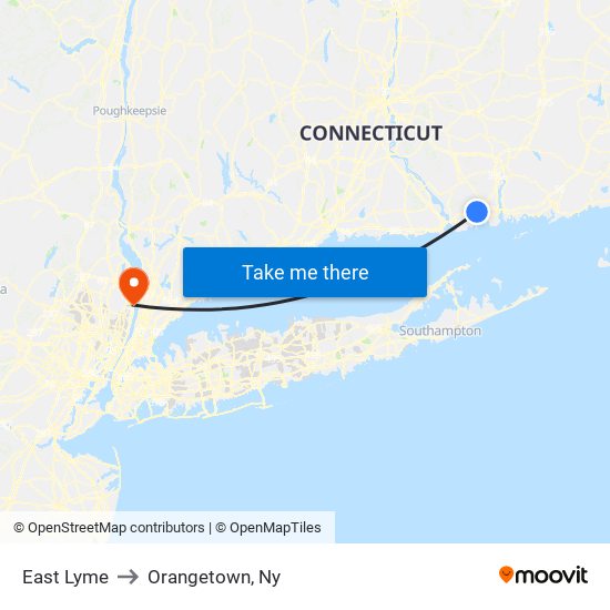 East Lyme to Orangetown, Ny map