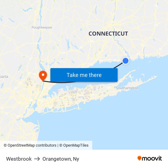 Westbrook to Orangetown, Ny map