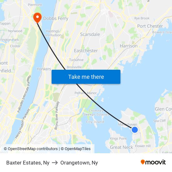 Baxter Estates, Ny to Orangetown, Ny map