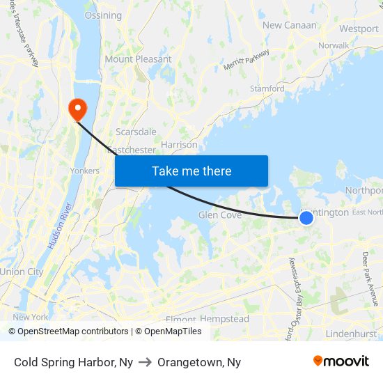 Cold Spring Harbor, Ny to Orangetown, Ny map