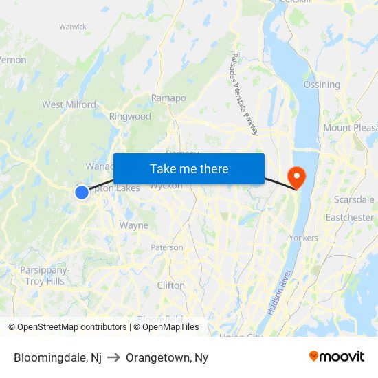 Bloomingdale, Nj to Orangetown, Ny map