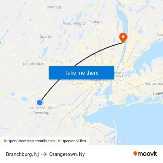 Branchburg, Nj to Orangetown, Ny map