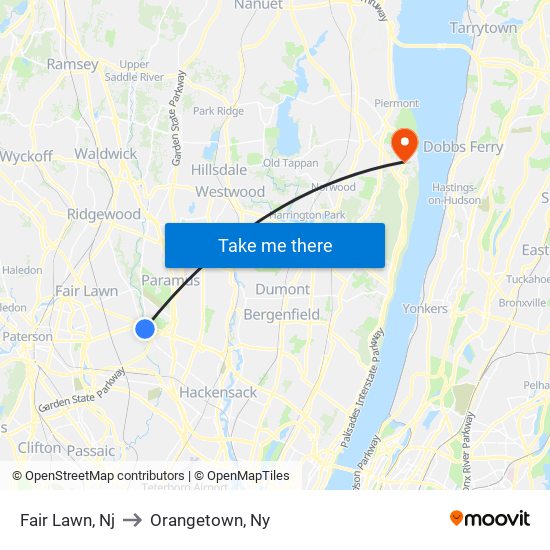 Fair Lawn, Nj to Orangetown, Ny map