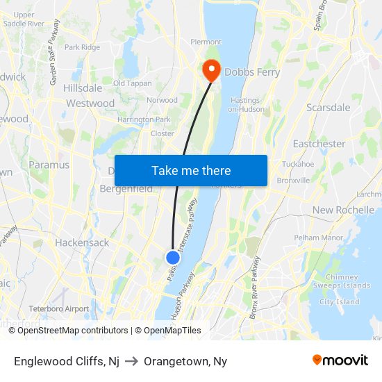 Englewood Cliffs, Nj to Orangetown, Ny map