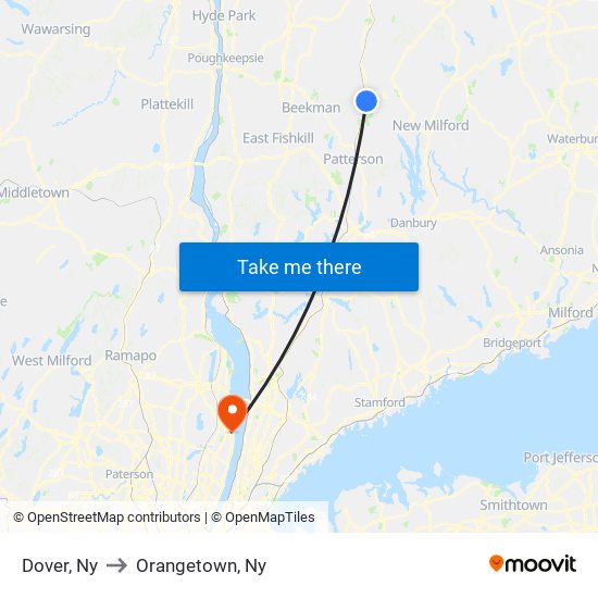 Dover, Ny to Orangetown, Ny map