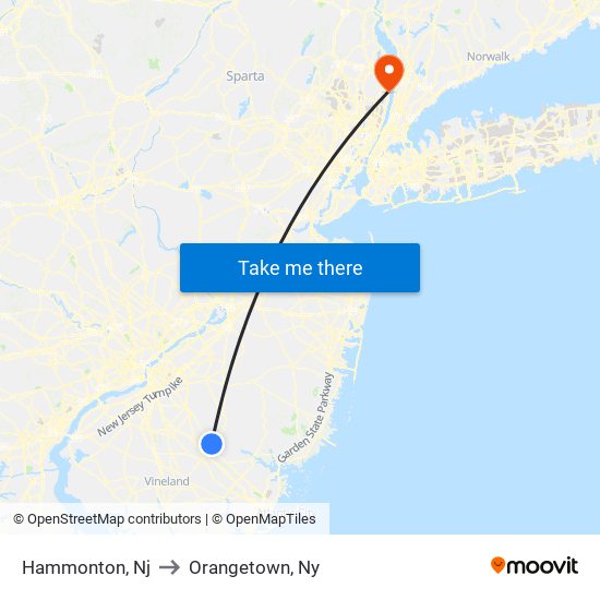 Hammonton, Nj to Orangetown, Ny map