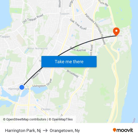 Harrington Park, Nj to Orangetown, Ny map