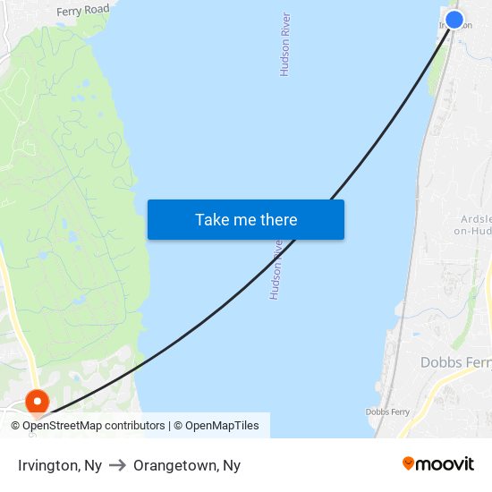 Irvington, Ny to Orangetown, Ny map