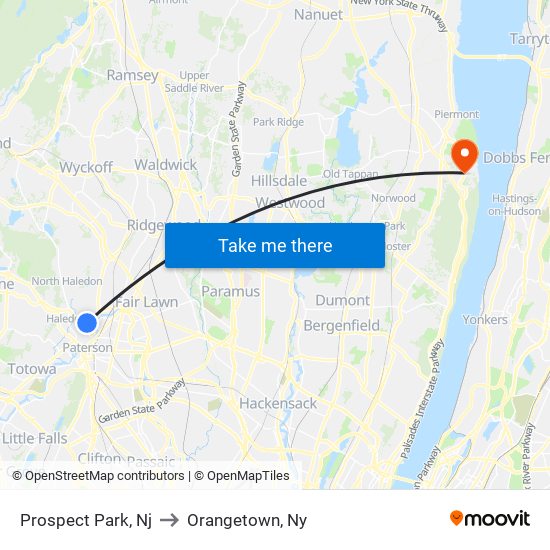 Prospect Park, Nj to Orangetown, Ny map