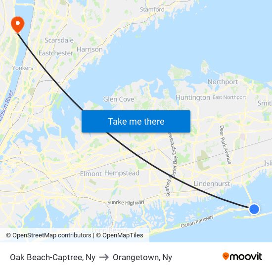 Oak Beach-Captree, Ny to Orangetown, Ny map