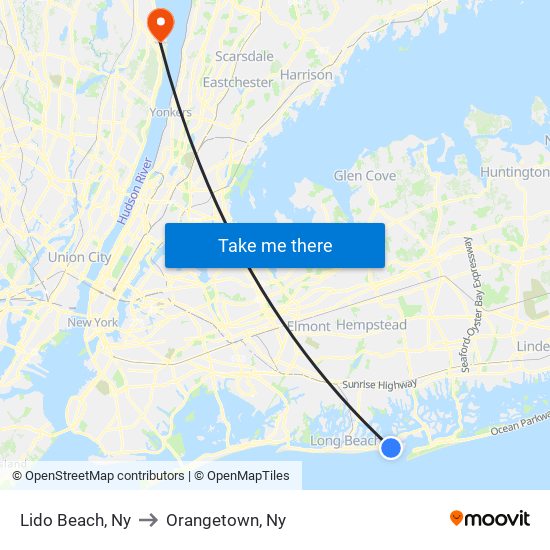 Lido Beach, Ny to Orangetown, Ny map