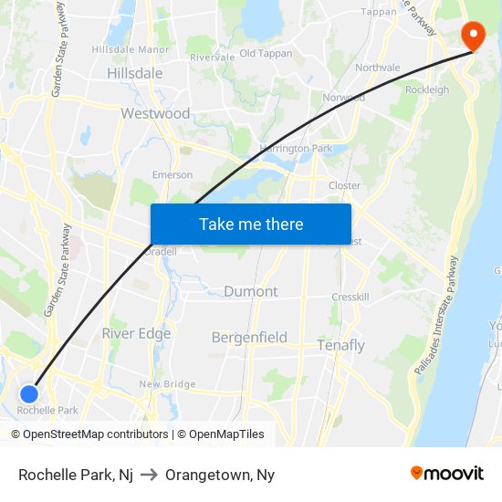 Rochelle Park, Nj to Orangetown, Ny map