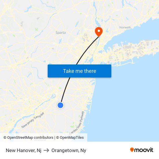 New Hanover, Nj to Orangetown, Ny map