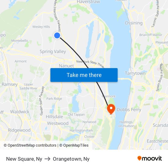New Square, Ny to Orangetown, Ny map