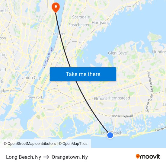 Long Beach, Ny to Orangetown, Ny map