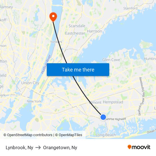 Lynbrook, Ny to Orangetown, Ny map