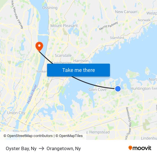 Oyster Bay, Ny to Orangetown, Ny map