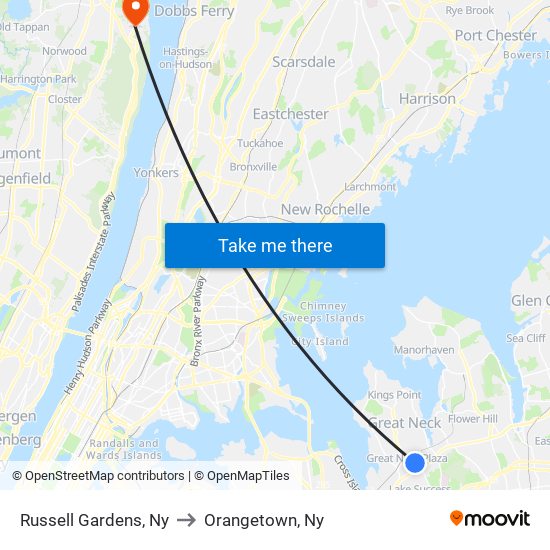 Russell Gardens, Ny to Orangetown, Ny map