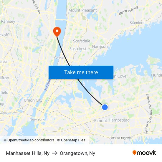 Manhasset Hills, Ny to Orangetown, Ny map