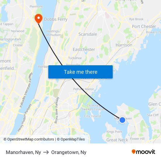 Manorhaven, Ny to Orangetown, Ny map