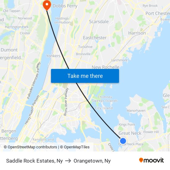 Saddle Rock Estates, Ny to Orangetown, Ny map