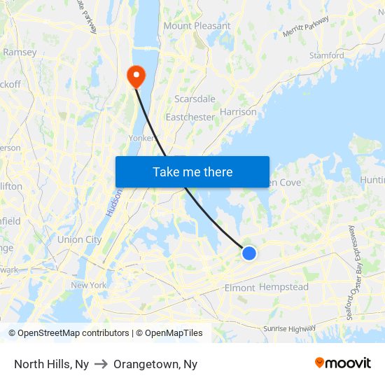 North Hills, Ny to Orangetown, Ny map