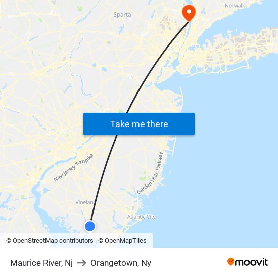 Maurice River, Nj to Orangetown, Ny map