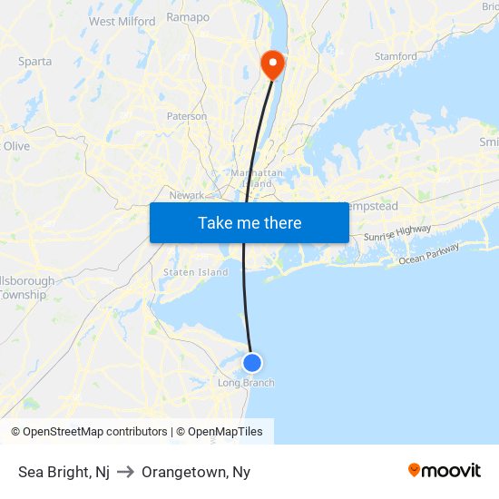 Sea Bright, Nj to Orangetown, Ny map